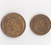 Mauze sur le Mignon - Deux-Sèvres — lot de 2 monnaies rares 1F ET 2 F de 1935
