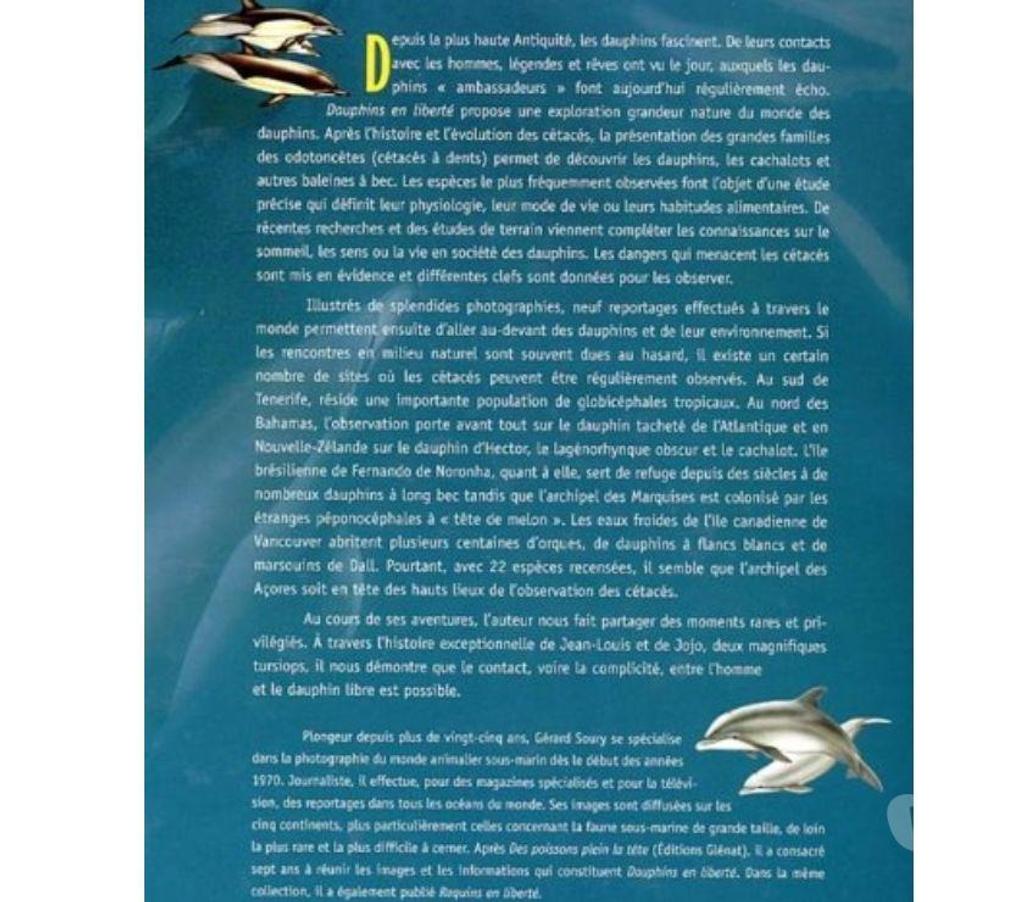 Livres occasion Ain Belley - 01300 - Photos Vivastreet Dauphins en liberté NATHAN