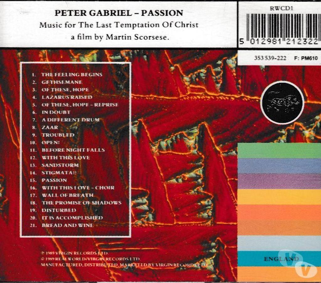 CDs Hauts-de-Seine Antony - 92160 - Photos Vivastreet CD Peter Gabriel Passion Last Temptation Of Christ