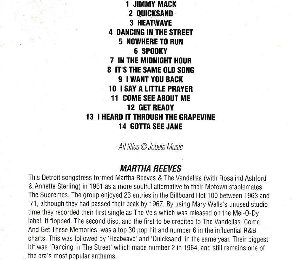 CDs Hauts-de-Seine Antony - 92160 - Photos Vivastreet CD Martha Reeves Dancing In The Street