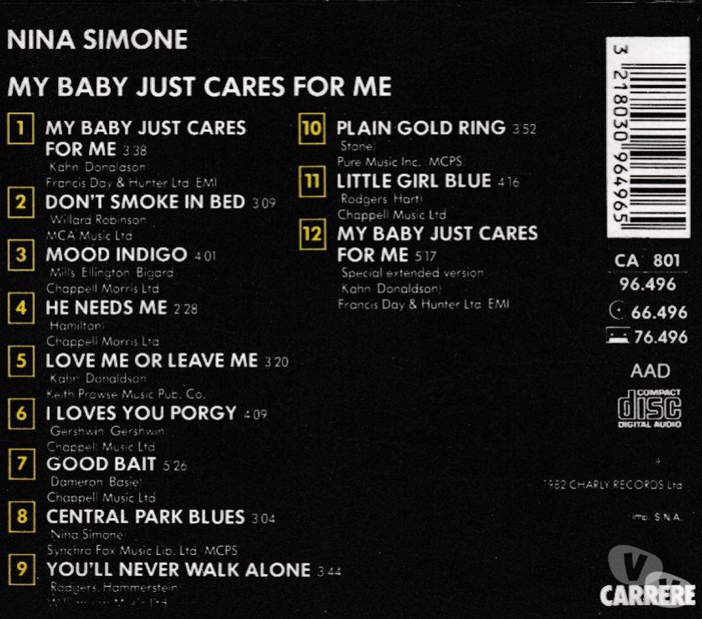 CDs Hauts-de-Seine Antony - 92160 - Photos Vivastreet CD Nina Simone My Baby Just Cares For Me (12 Titres)