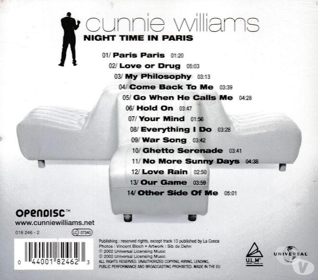 CDs Hauts-de-Seine Antony - 92160 - Photos Vivastreet CD Cunnie Williams Night Time In Paris