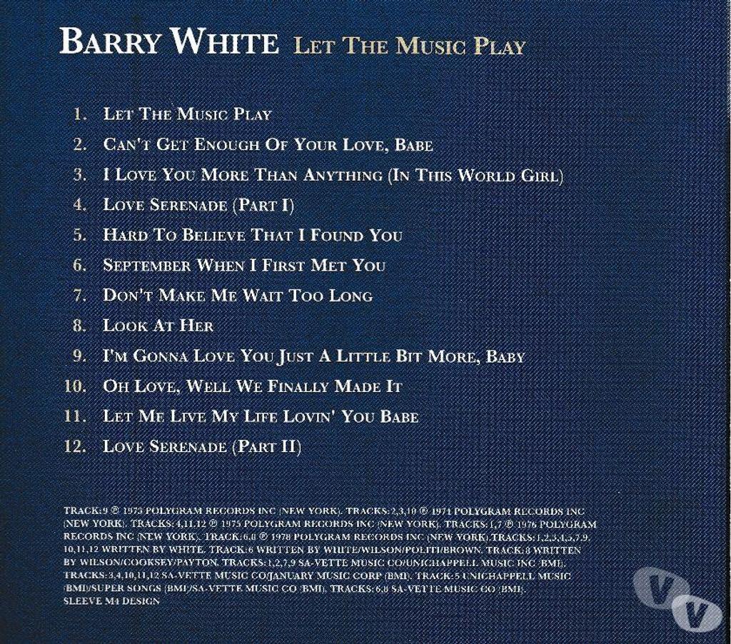 CDs Hauts-de-Seine Antony - 92160 - Photos Vivastreet CD Barry White Let The Music Play