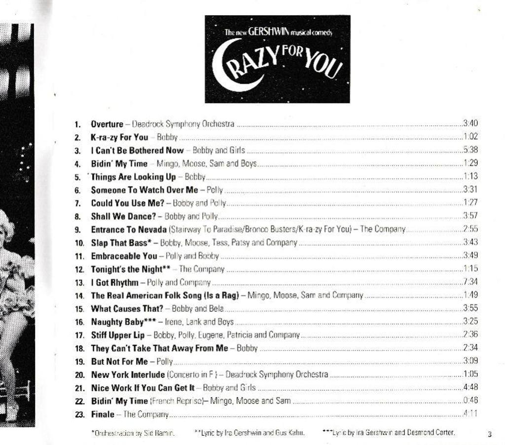 CDs Hauts-de-Seine Antony - 92160 - Photos Vivastreet CD Crazy For You Gershwin Musical Comedy Broadway