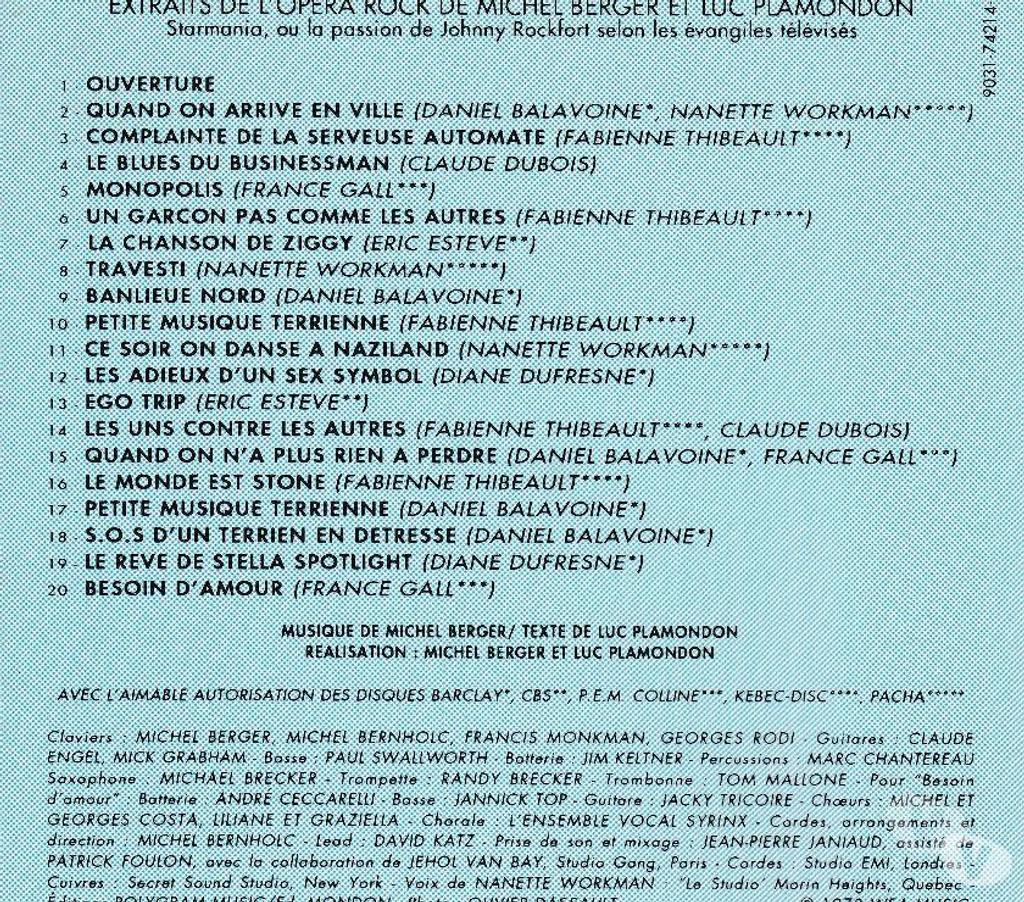 CDs Hauts-de-Seine Antony - 92160 - Photos Vivastreet CD Michel Berger & Luc Plamondon Starmania Version Originale