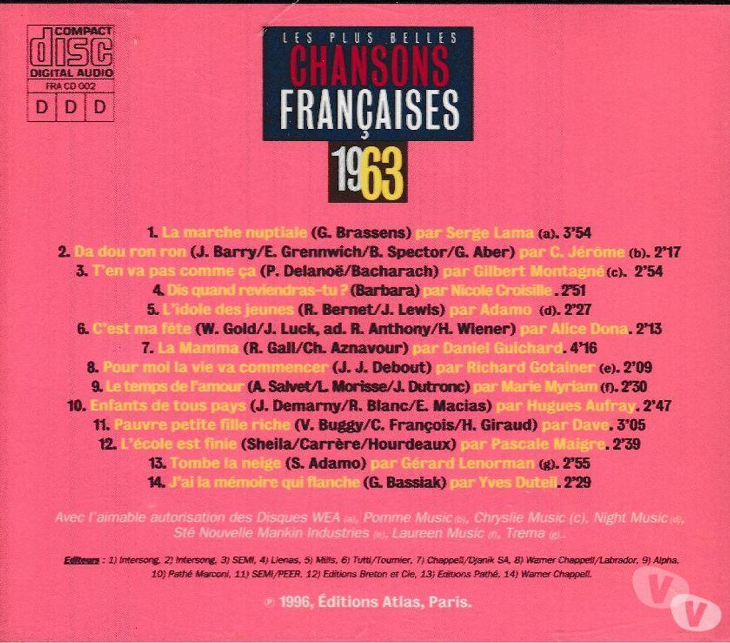 CDs Hauts-de-Seine Antony - 92160 - Photos Vivastreet CD 1963 Les plus belles chansons Francaises