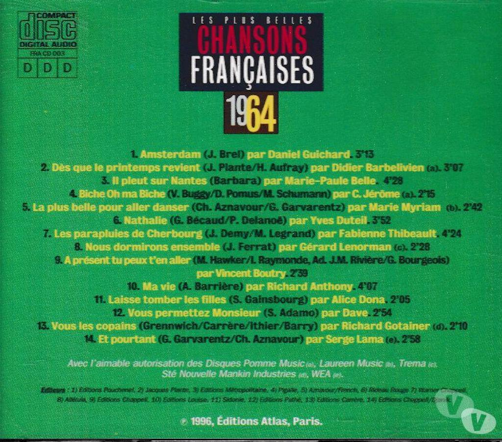 CDs Hauts-de-Seine Antony - 92160 - Photos Vivastreet CD 1964 Les plus belles chansons Francaises