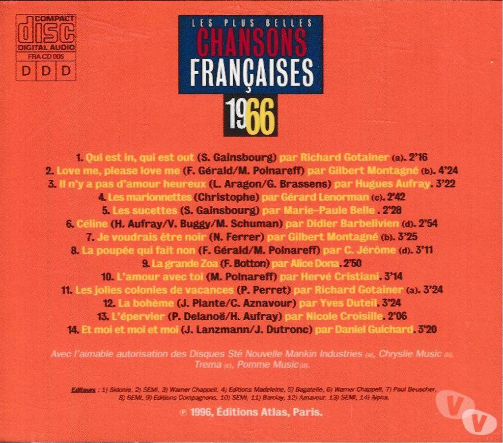 CDs Hauts-de-Seine Antony - 92160 - Photos Vivastreet CD 1966 Les plus belles chansons Francaises