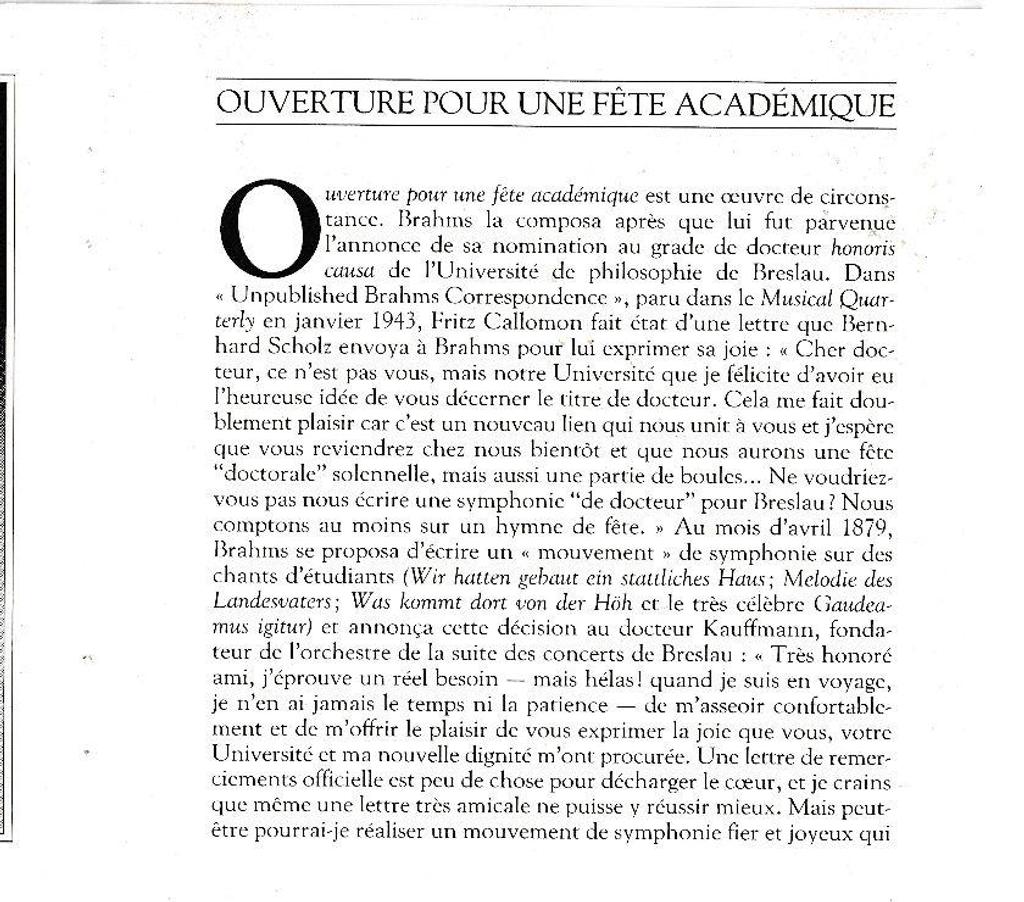 CDs Hauts-de-Seine Antony - 92160 - Photos Vivastreet CD Brahms Ouverture Pour Fête Académique, Symphonie No.4