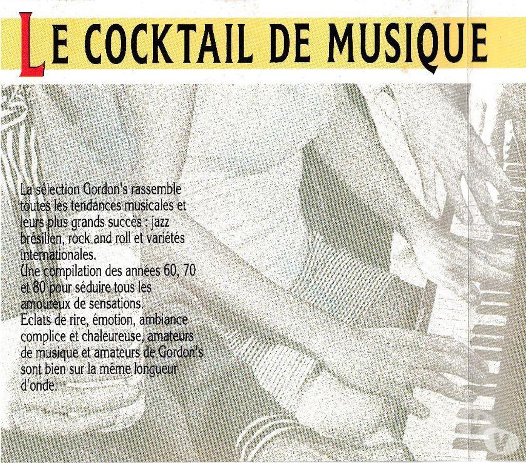 CDs Hauts-de-Seine Antony - 92160 - Photos Vivastreet CD Gout Rythme, Cocktail Musique Objet Publicitaire Gordon's