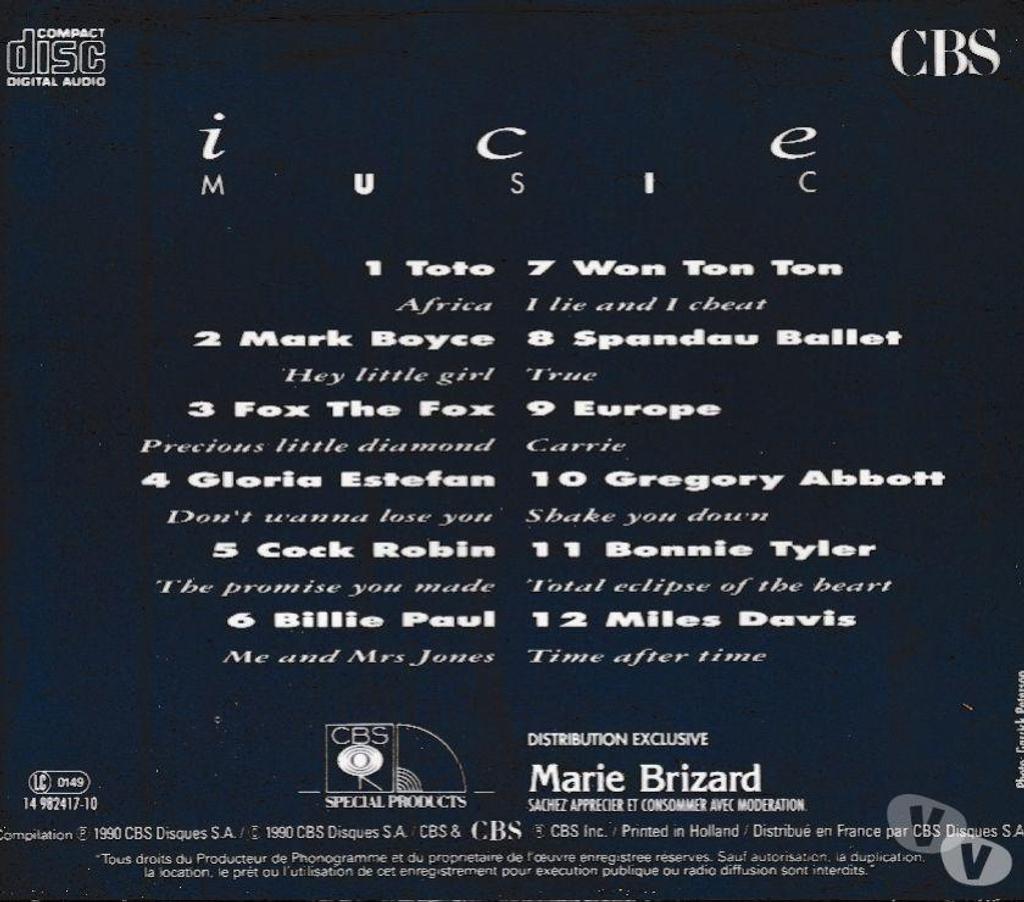 CDs Hauts-de-Seine Antony - 92160 - Photos Vivastreet CD Ice Music Objet Publicitaire Marie Brizard Compilation