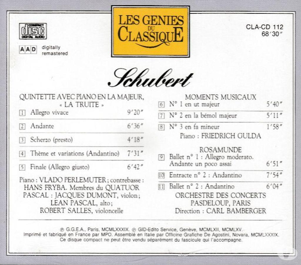 CDs Hauts-de-Seine Antony - 92160 - Photos Vivastreet CD Schubert Quintet 