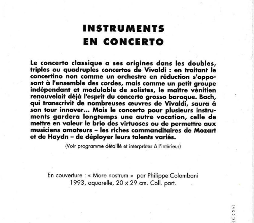 CDs Hauts-de-Seine Antony - 92160 - Photos Vivastreet CD Instruments En Concerto Vivaldi Bach Mozart Haydn Brahms