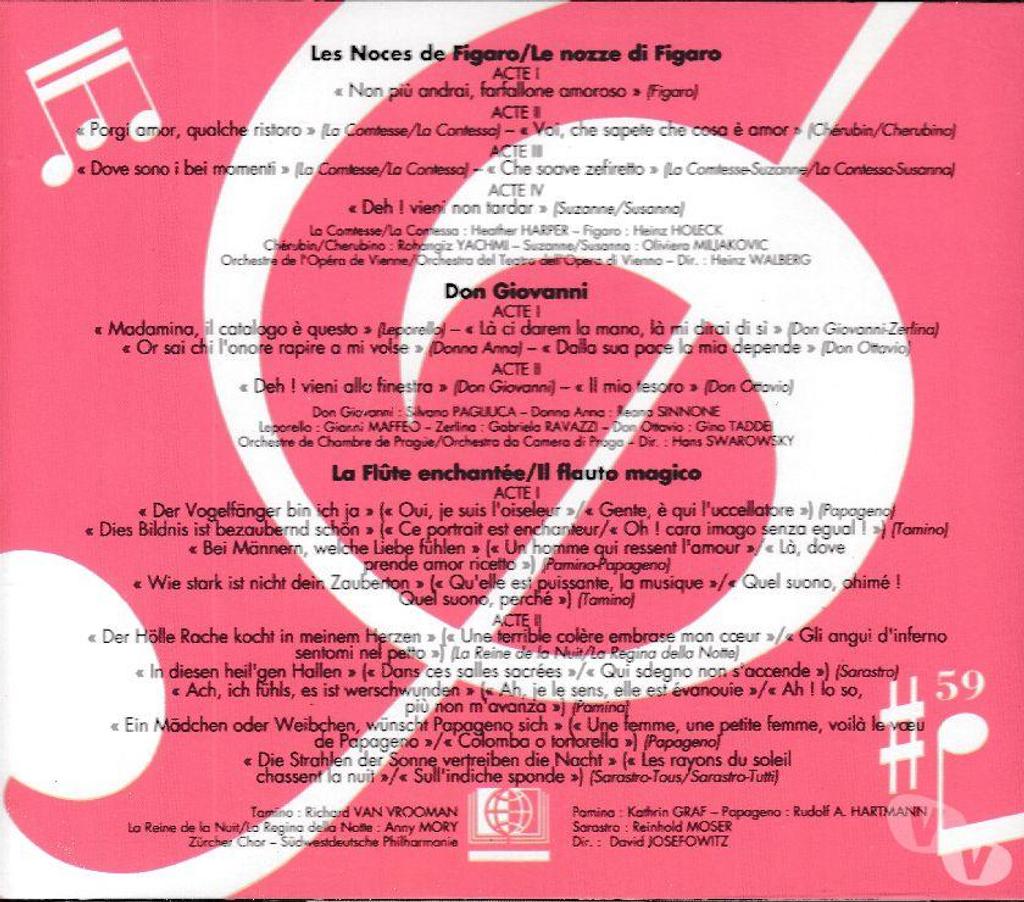 CDs Hauts-de-Seine Antony - 92160 - Photos Vivastreet CD Florilège Des Opéras De Mozart (Figaro-Giovanni-Flute Enc
