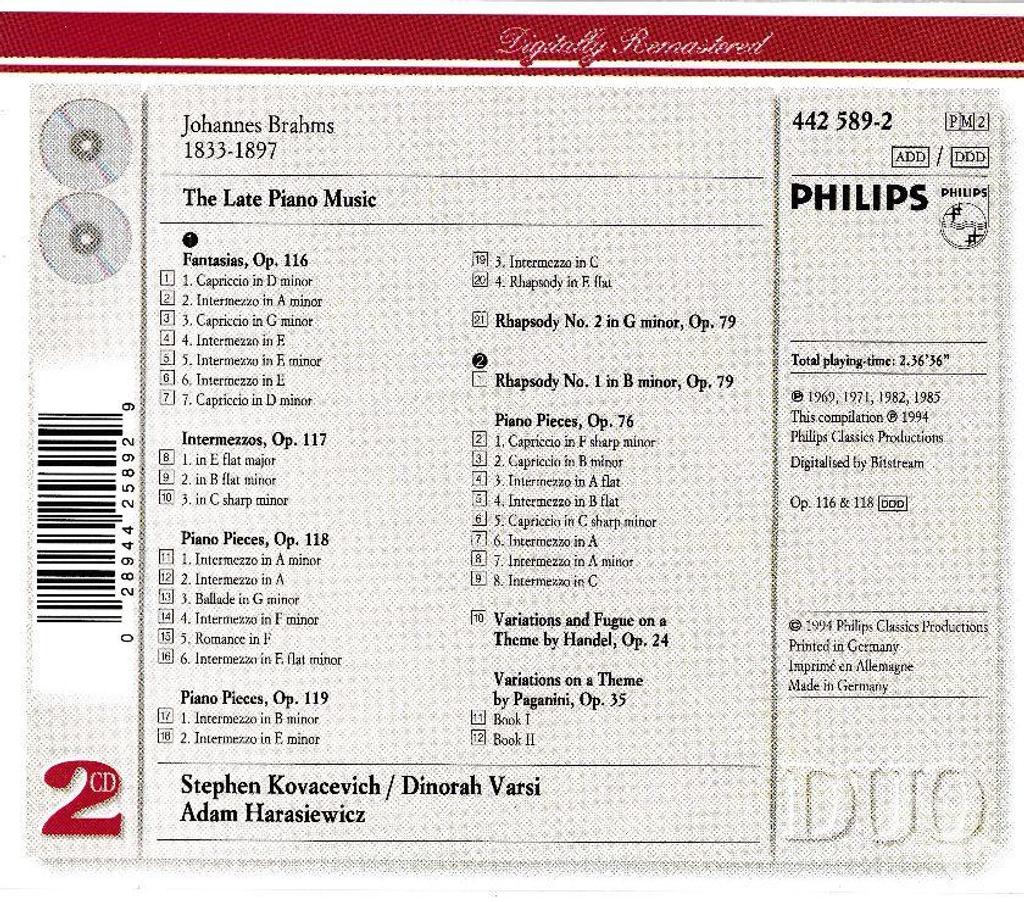 CDs Hauts-de-Seine Antony - 92160 - Photos Vivastreet CD Brahms, Haendel, Paganini, The Late Piano Music
