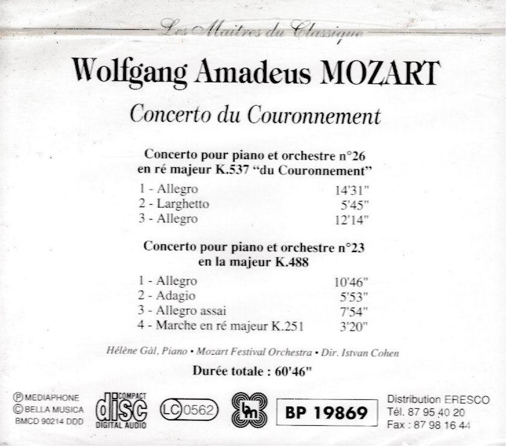 CDs Hauts-de-Seine Antony - 92160 - Photos Vivastreet CD Mozart Concerto Du Couronnement