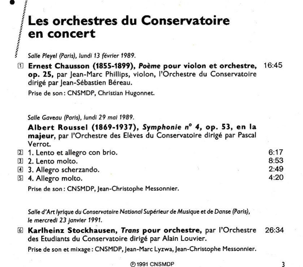 CDs Hauts-de-Seine Antony - 92160 - Photos Vivastreet CD Chausson Roussel Stockhausen Orchestres Du Conservatoire