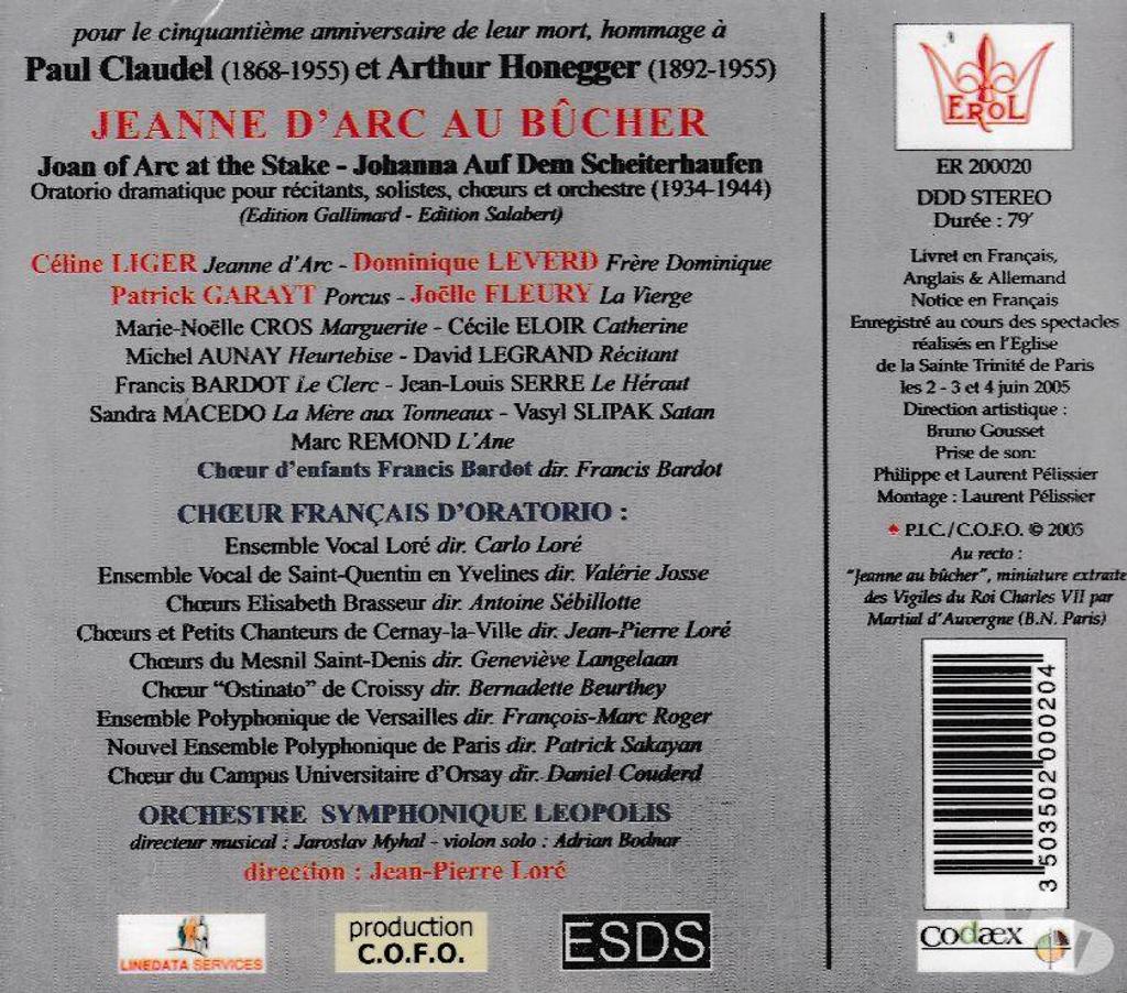 CDs Hauts-de-Seine Antony - 92160 - Photos Vivastreet CD Jeanne D'Arc Au Bûcher Paul Claudel, Arthur Honegger