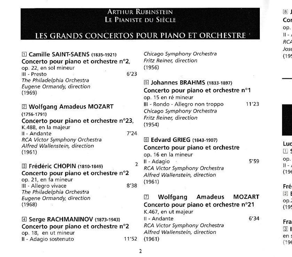 CDs Hauts-de-Seine Antony - 92160 - Photos Vivastreet CD Arthur Rubinstein Le Pianiste Du Siècle-Concertos Récital