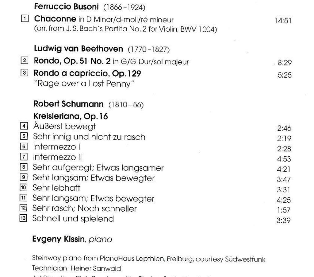CDs Hauts-de-Seine Antony - 92160 - Photos Vivastreet CD Yevgeny Kissin Bach-Busoni, Beethoven, Schumann
