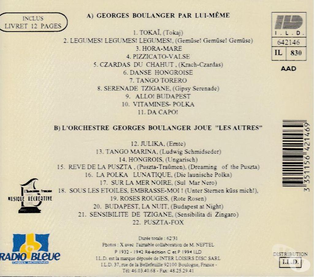 CDs Hauts-de-Seine Antony - 92160 - Photos Vivastreet CD Georges Boulanger Virtuose Du Violon Tzigane Grand Prix