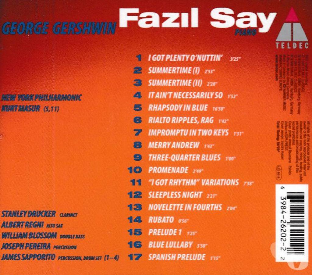 CDs Hauts-de-Seine Antony - 92160 - Photos Vivastreet CD Fazil Say George Gershwin Kurt Masur New York Philharmoni