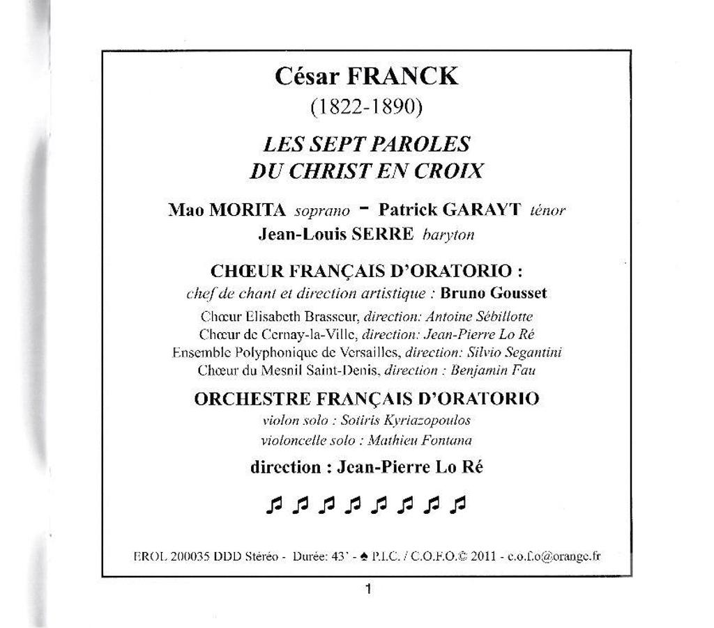 CDs Hauts-de-Seine Antony - 92160 - Photos Vivastreet CD César Franck Les Sept Paroles Du Christ En Croix