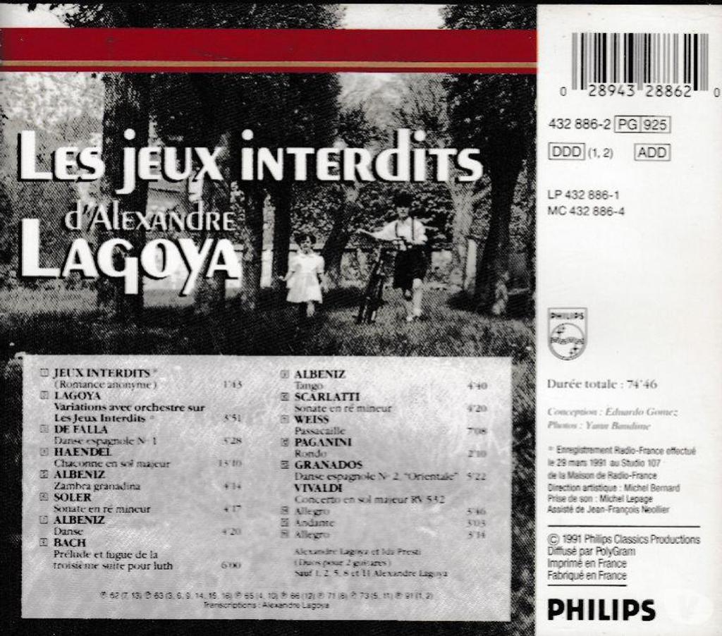 CDs Hauts-de-Seine Antony - 92160 - Photos Vivastreet CD Alexandre Lagoya Les Jeux Interdits
