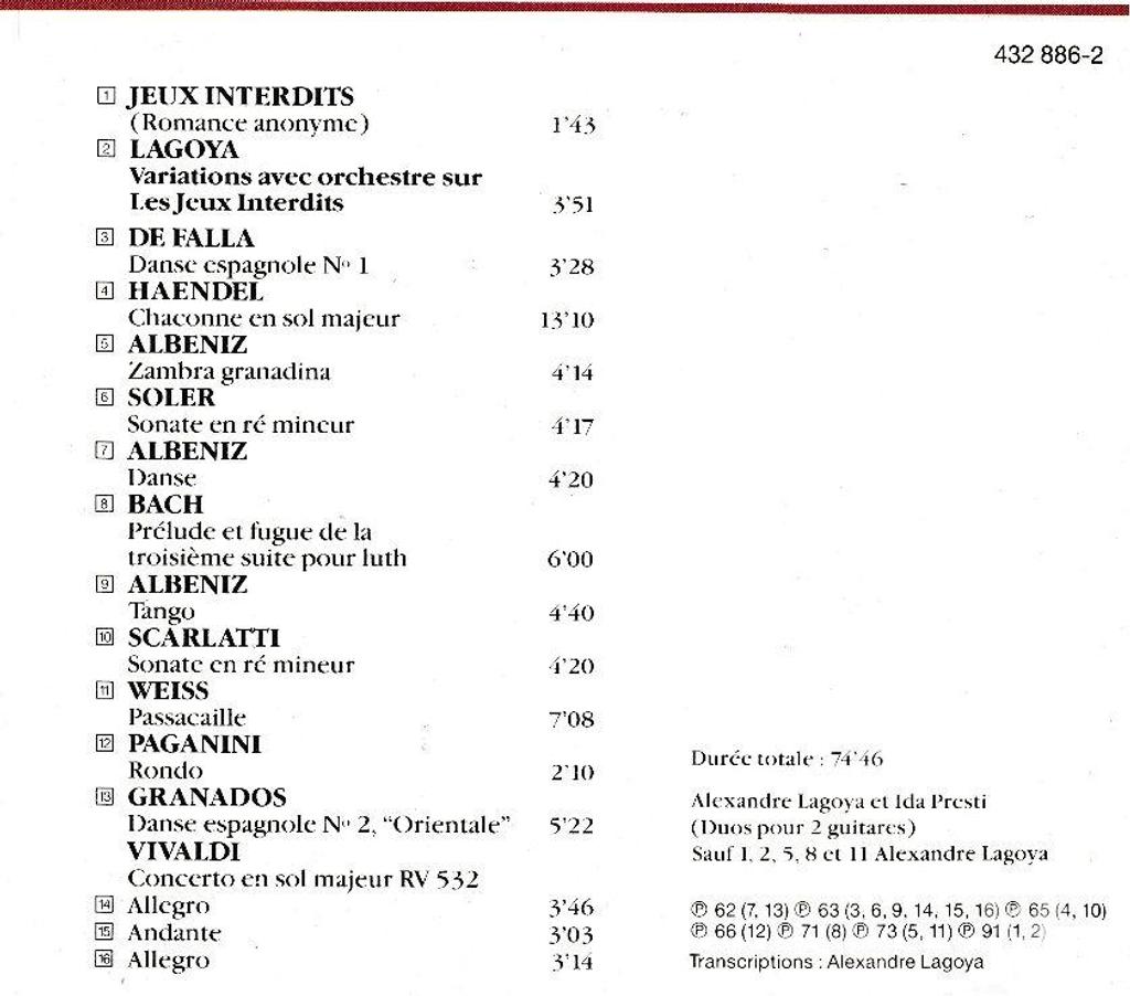 CDs Hauts-de-Seine Antony - 92160 - Photos Vivastreet CD Alexandre Lagoya Les Jeux Interdits
