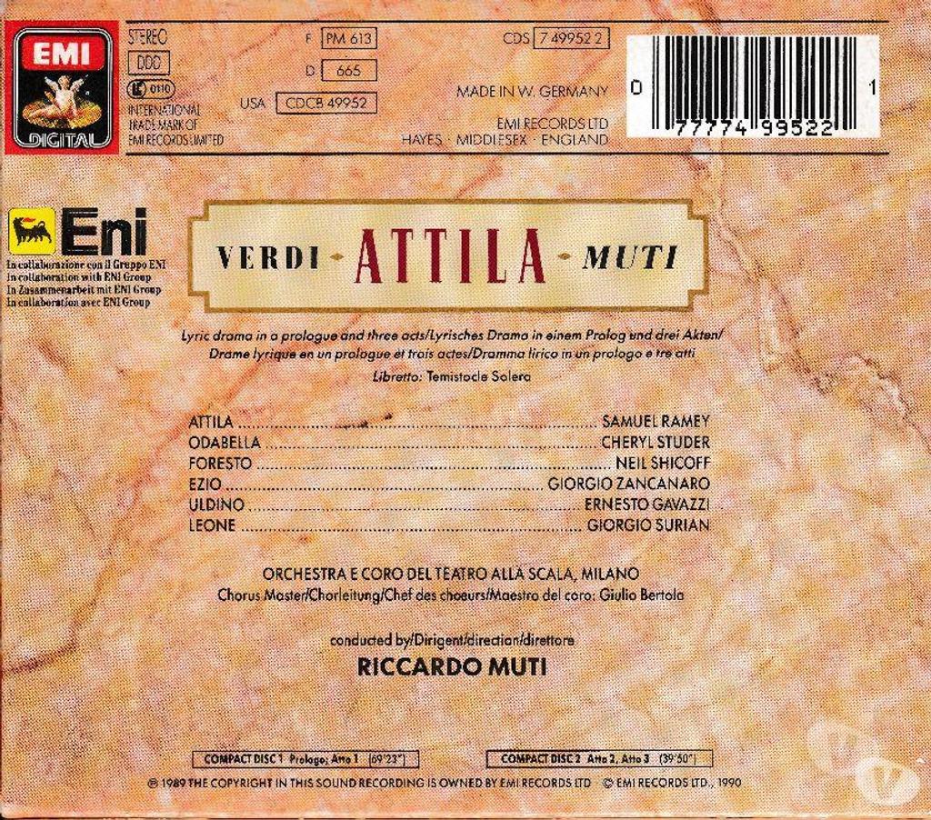 CDs Hauts-de-Seine Antony - 92160 - Photos Vivastreet CD Verdi Attila (Drame Lyrique En 1 Prologue 3 act