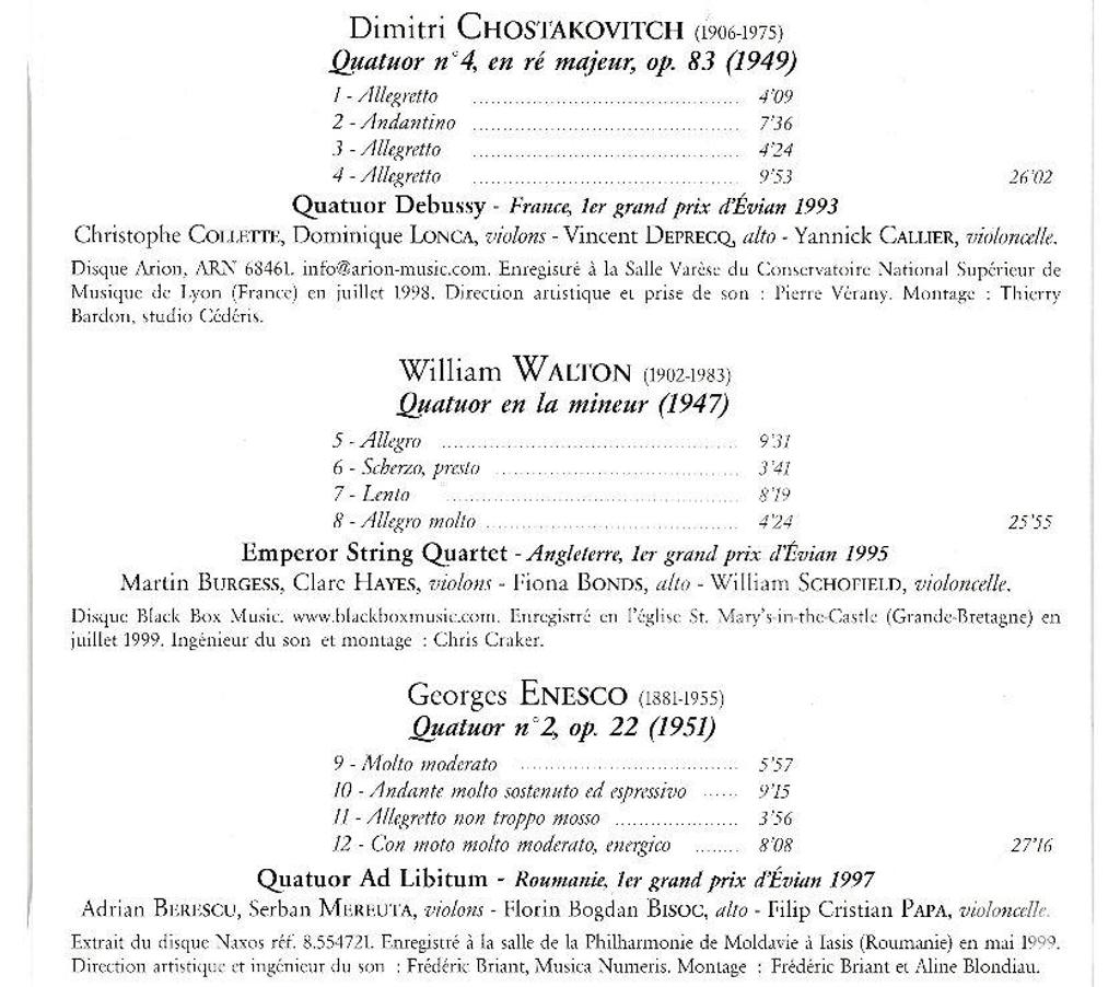 CDs Hauts-de-Seine Antony - 92160 - Photos Vivastreet CD Chostakovitch, Walton, Enesco Concours Bordeaux