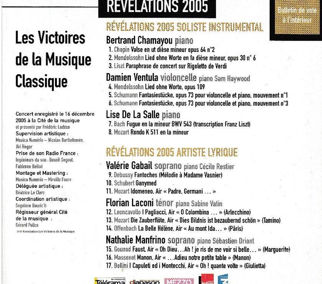 CDs Hauts-de-Seine Antony - 92160 - Photos Vivastreet CD Révélations Victoires Musique Classique 2006