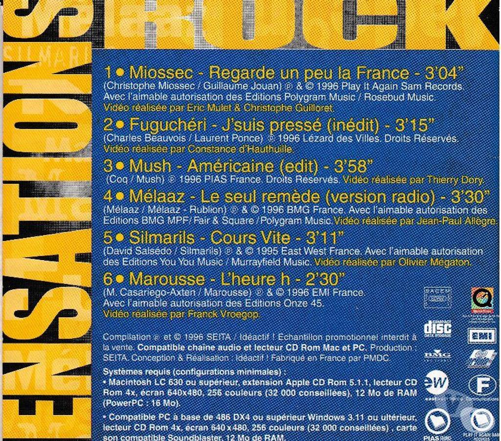CDs Hauts-de-Seine Antony - 92160 - Photos Vivastreet CD Sensations Rock SEITA Compilation