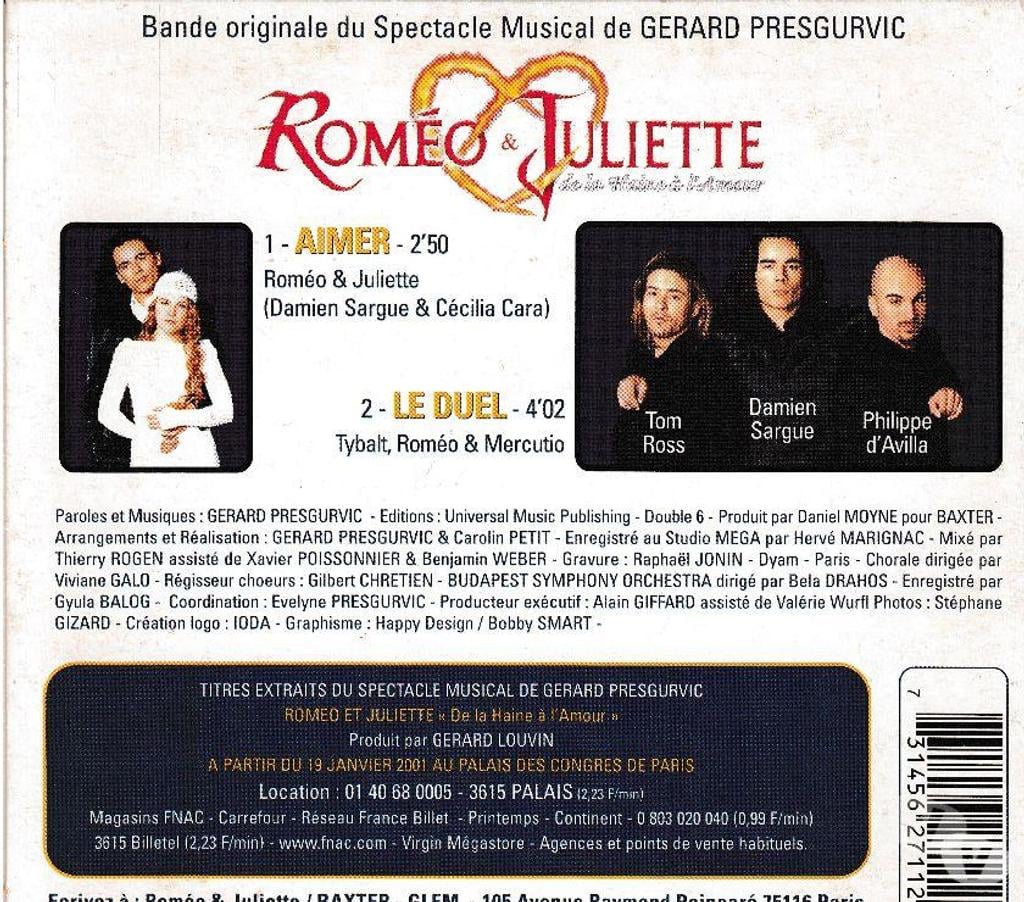 CDs Hauts-de-Seine Antony - 92160 - Photos Vivastreet CD Romeo & Juliette Damien Sargue & Cécilia Cara Aimer