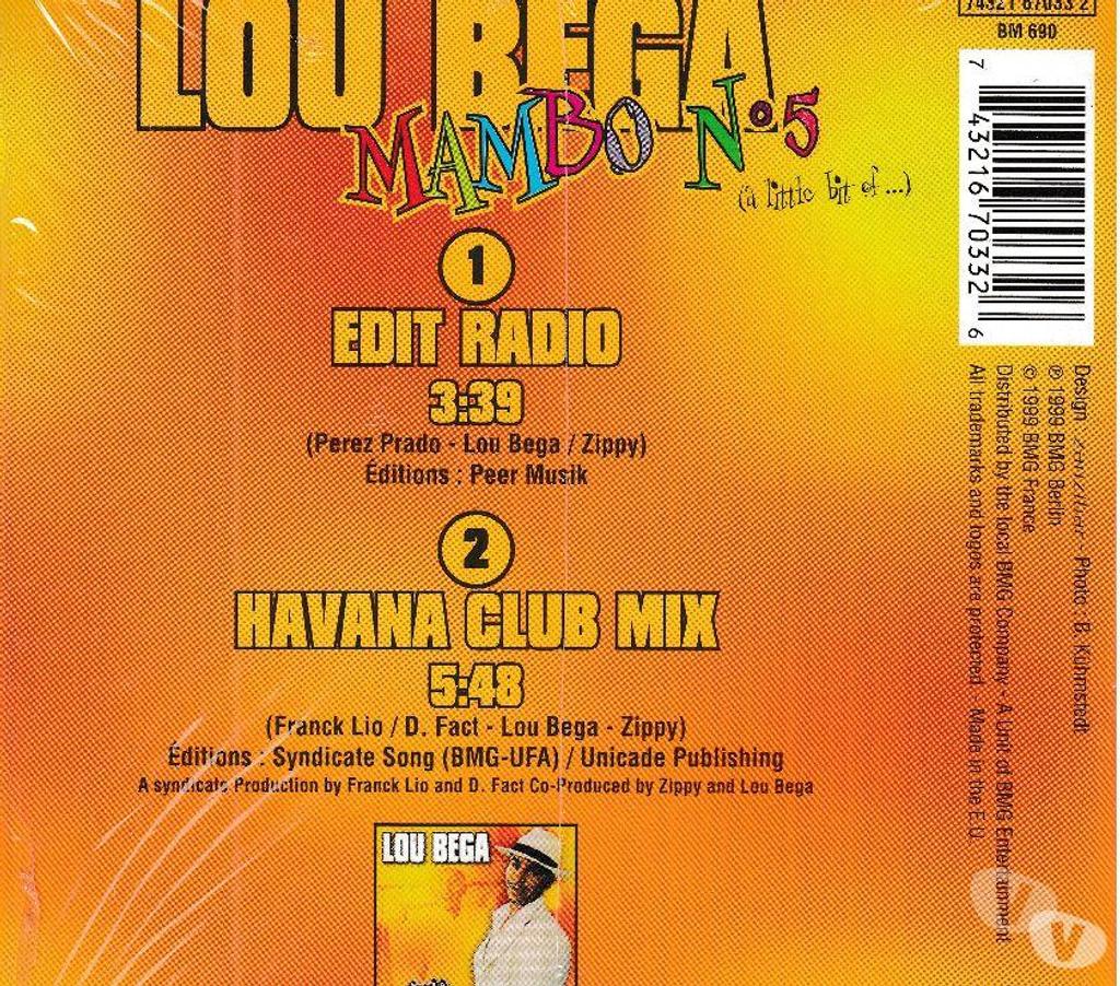 CDs Hauts-de-Seine Antony - 92160 - Photos Vivastreet CD Lou Bega Mambo N°5 (A Little Bit Of…)