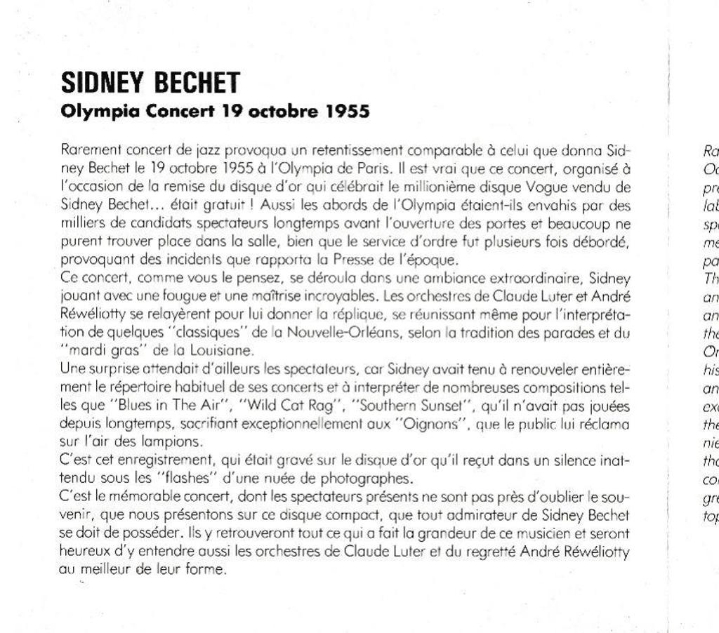 CDs Hauts-de-Seine Antony - 92160 - Photos Vivastreet CD Sidney Bechet Olympia Concert 19 Octobre 1955