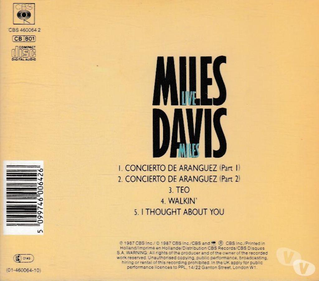 CDs Hauts-de-Seine Antony - 92160 - Photos Vivastreet CD Miles Davis Music From The Legendary Carnegie Hall Concer