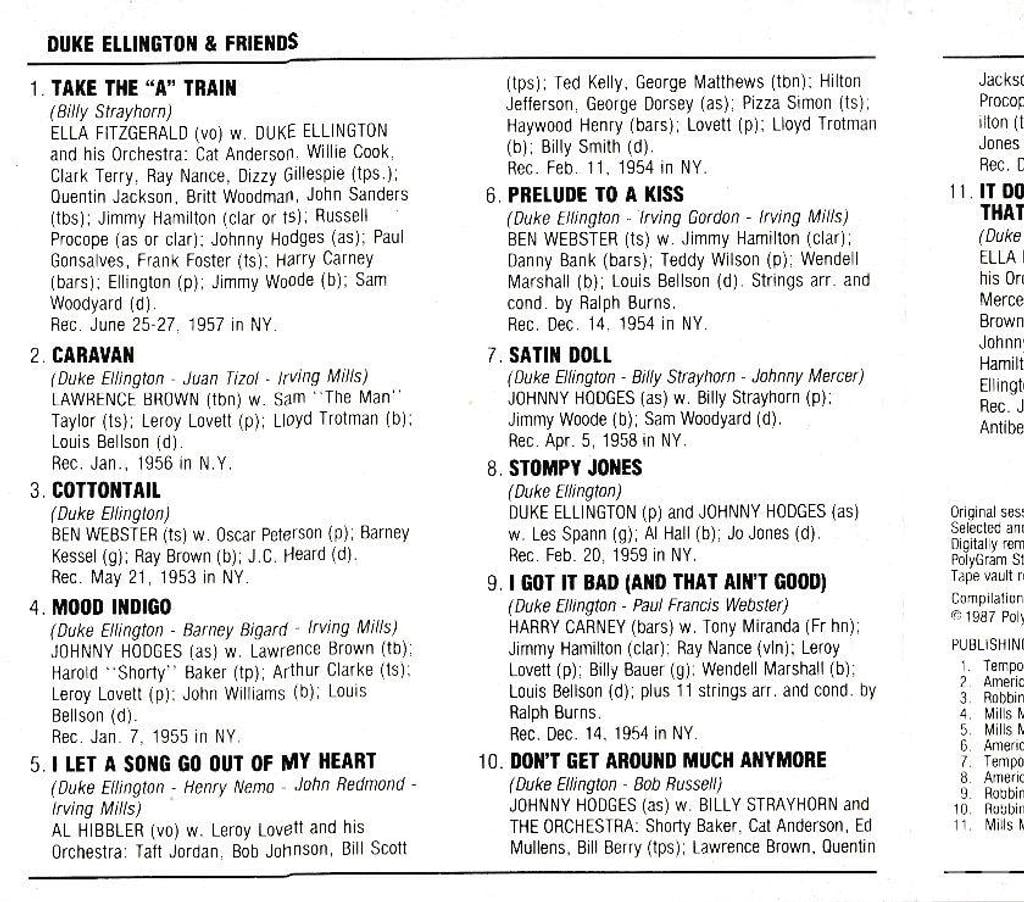 CDs Hauts-de-Seine Antony - 92160 - Photos Vivastreet CD Duke Ellington & Friends (Fitzgerald, Brown, Webster,...)