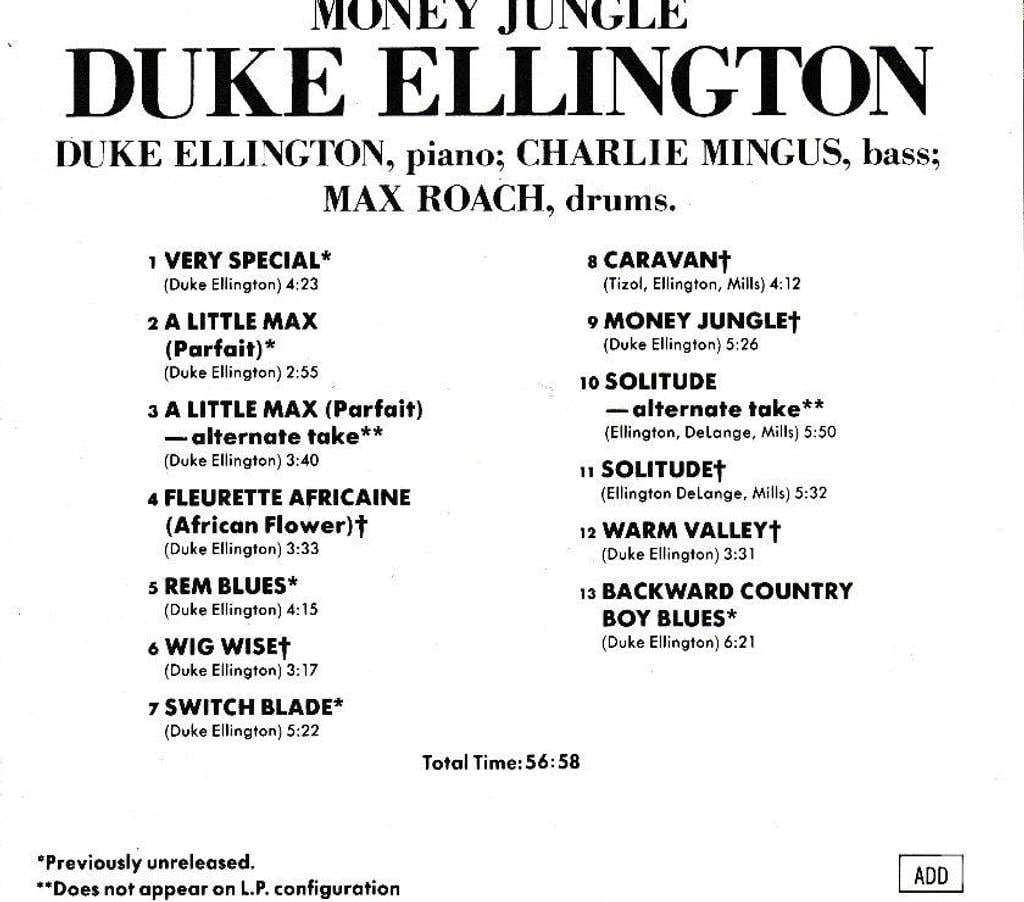 CDs Hauts-de-Seine Antony - 92160 - Photos Vivastreet CD Duke Ellington, Charles Mingus, Max Roach - Money Jungle