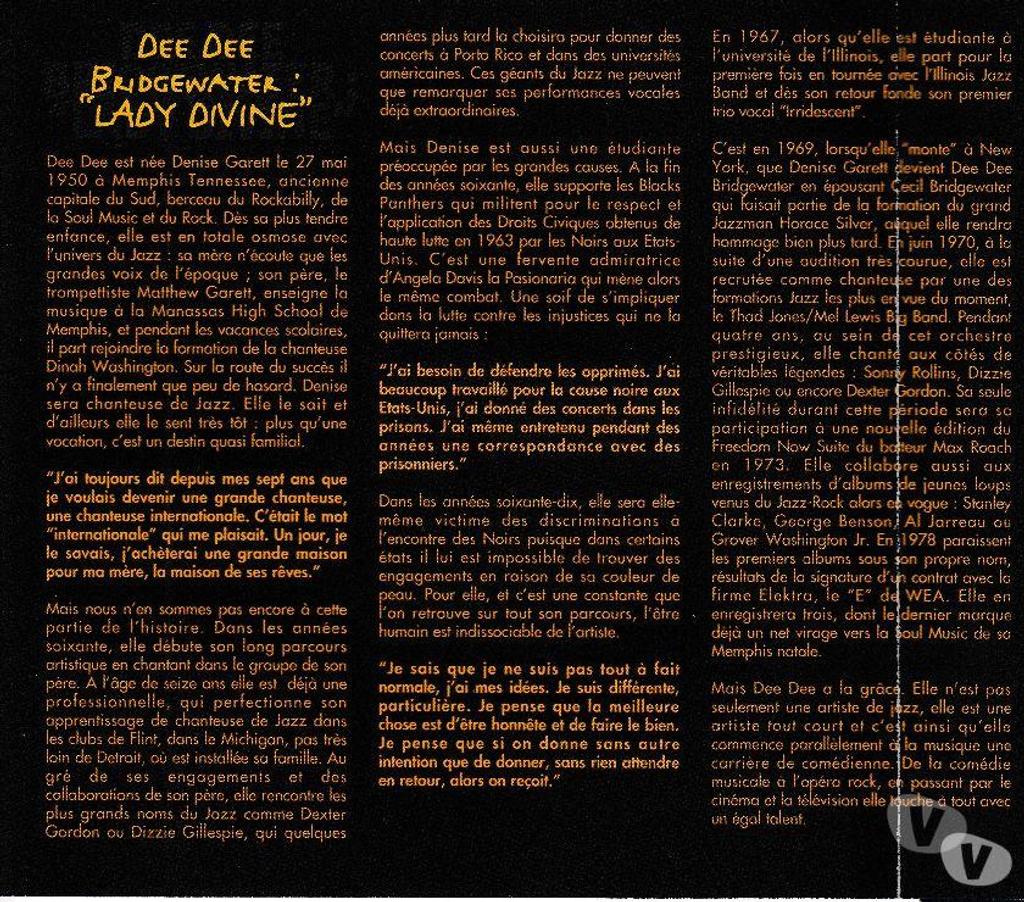CDs Hauts-de-Seine Antony - 92160 - Photos Vivastreet CD Dee Dee Bridgewater