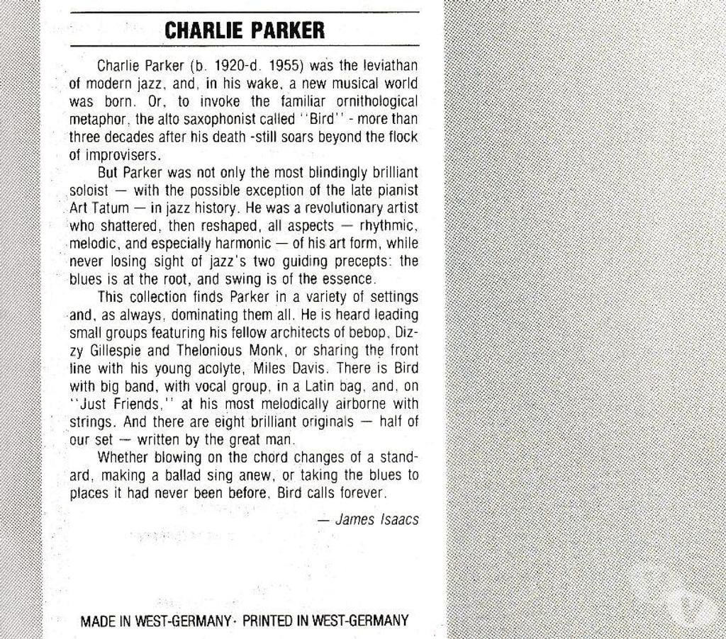 CDs Hauts-de-Seine Antony - 92160 - Photos Vivastreet CD Charlie Parker Collection Compact Jazz