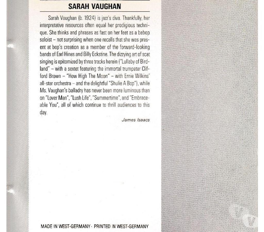 CDs Hauts-de-Seine Antony - 92160 - Photos Vivastreet CD Sarah Vaughan - Collection Compact Jazz