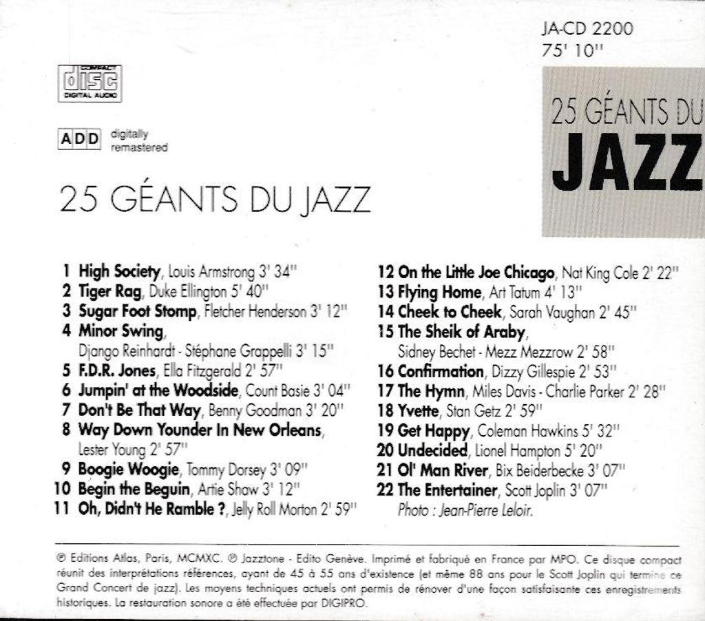 CDs Hauts-de-Seine Antony - 92160 - Photos Vivastreet CD 25 Géants Du Jazz: Enregistrements Historiques