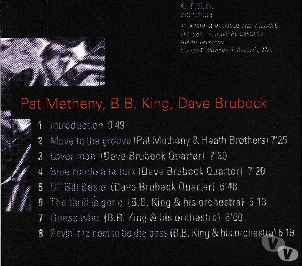 CDs Hauts-de-Seine Antony - 92160 - Photos Vivastreet CD Pat Metheny, B.B. King, Dave Brubeck Concert Midem Cannes