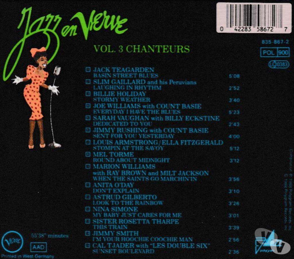 CDs Hauts-de-Seine Antony - 92160 - Photos Vivastreet CD Jazz En Verve Vol. 3 - Chanteurs