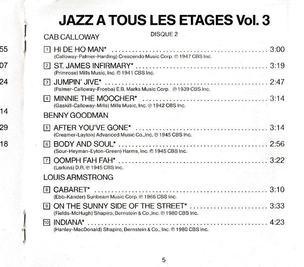 CDs Hauts-de-Seine Antony - 92160 - Photos Vivastreet CD Jazz A Tous Les Étages (Vol.3)