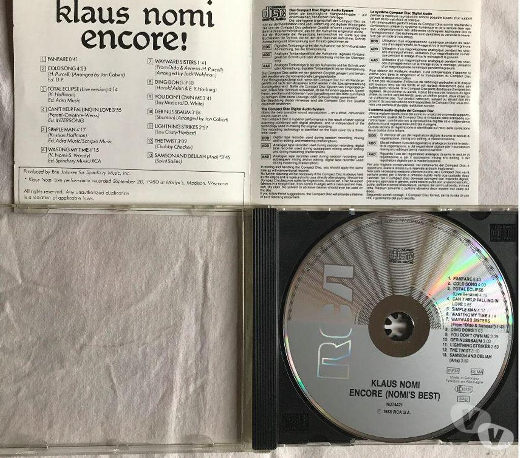 CDs Hauts-de-Seine Antony - 92160 - Photos Vivastreet CD Klaus Nomi - Encore (Nomi's Best)