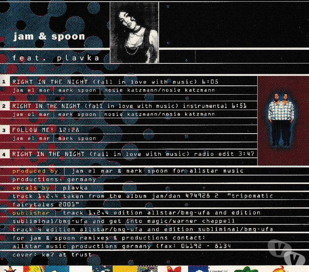 CDs Hauts-de-Seine Antony - 92160 - Photos Vivastreet CD Jam & Spoon Plavka Right In The Night (Fall In Love With