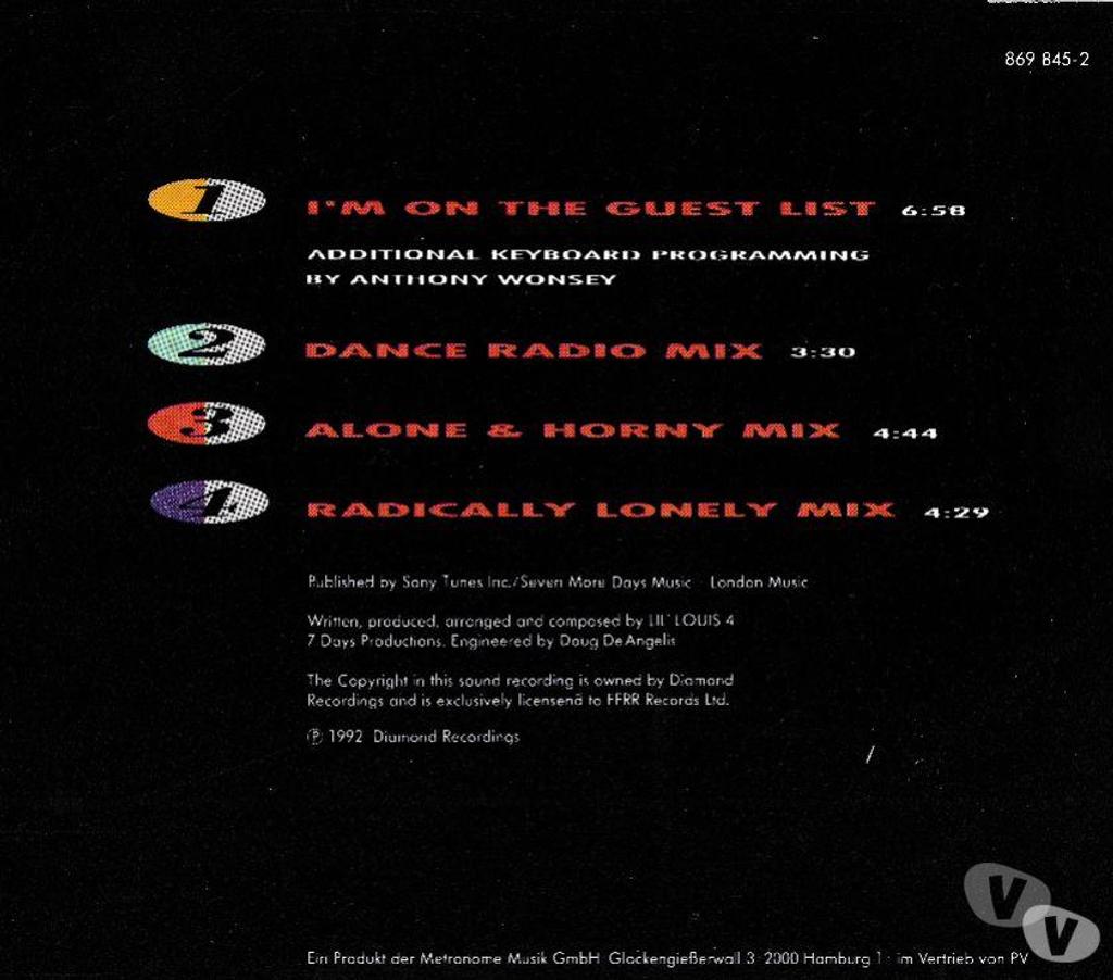 CDs Hauts-de-Seine Antony - 92160 - Photos Vivastreet CD Lil’ Louis & The World - Club Lonely