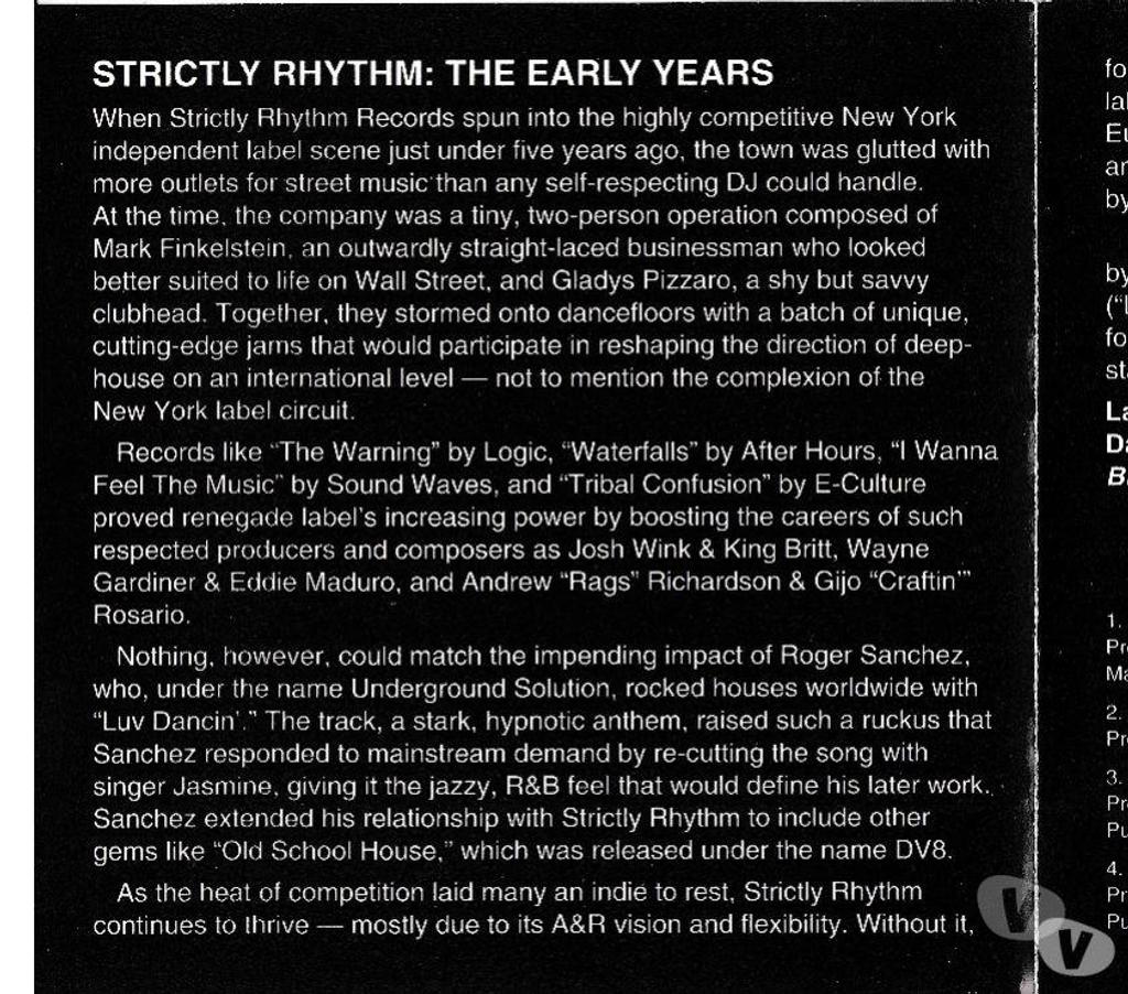 CDs Hauts-de-Seine Antony - 92160 - Photos Vivastreet CD Strictly Rhythm: The Early Years -Compilation Import USA